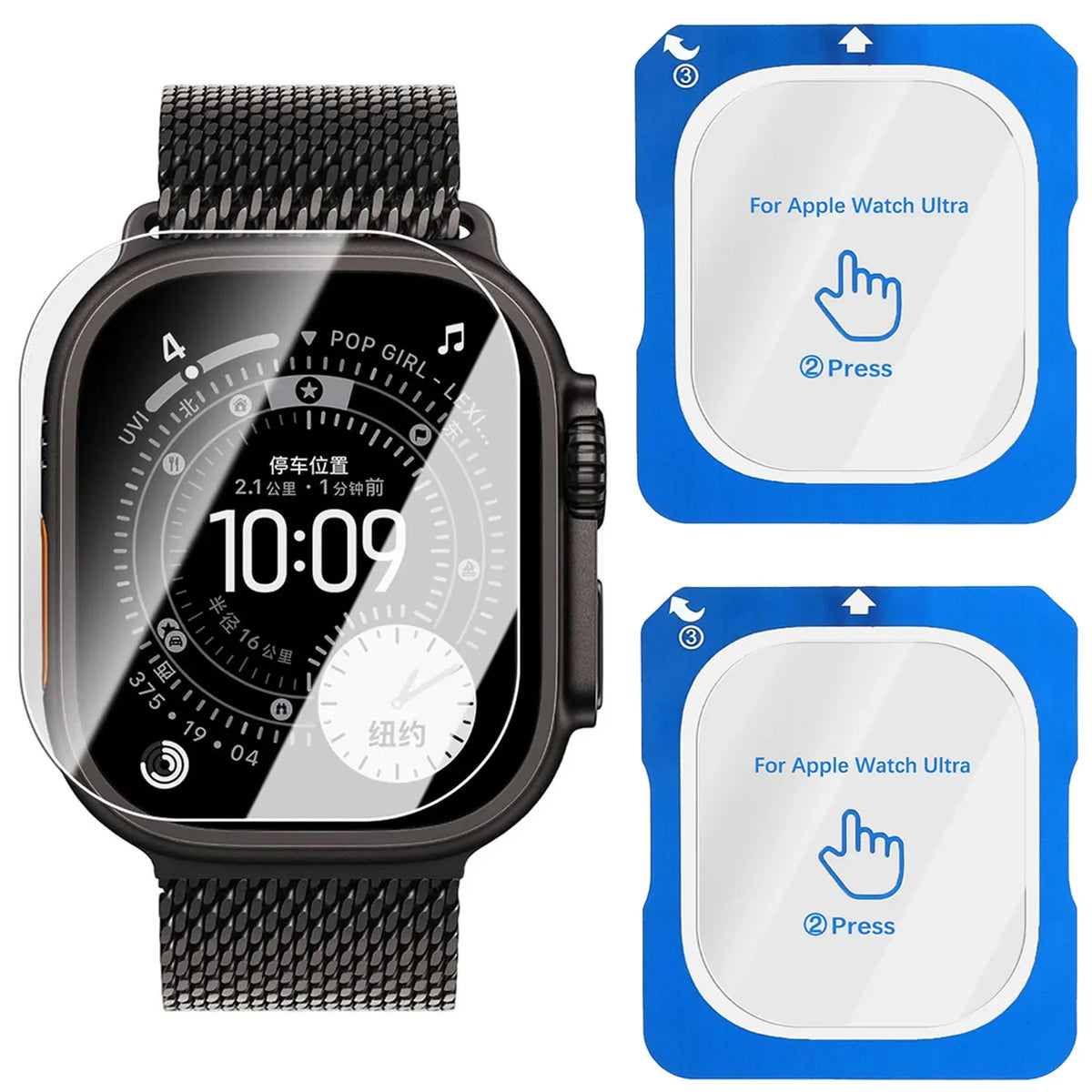 Quick Pasting Tempered Glass For Apple Watch Ultra 3/2/1 49mm Easy to Install Screen Glass Protective Film Ultra 3-2-1 49mm Film