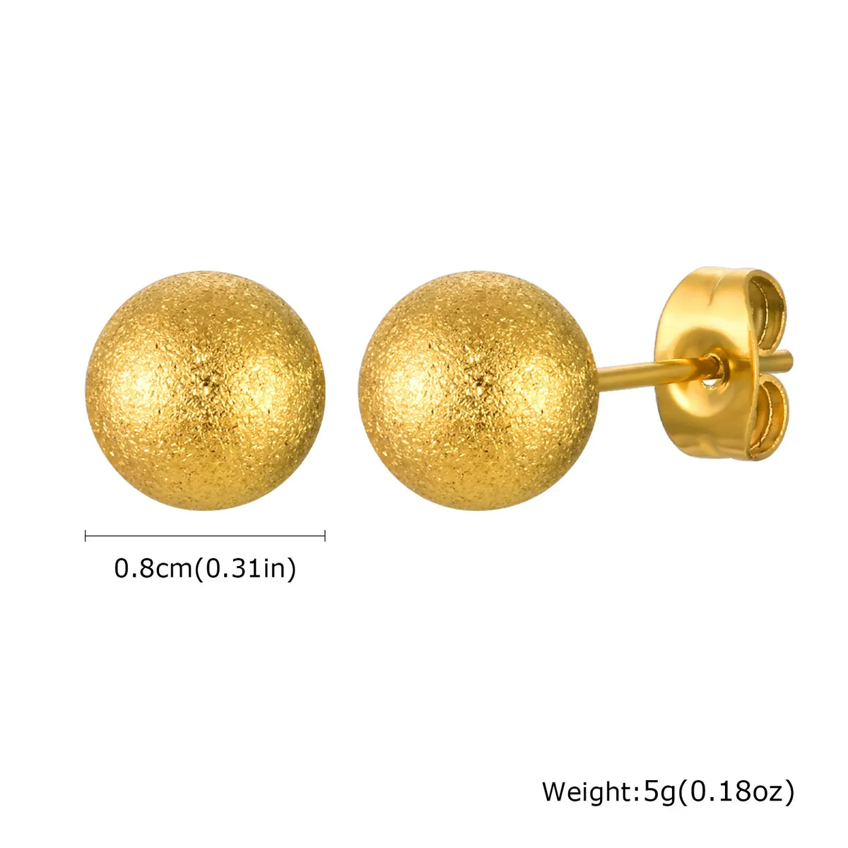 Gold Plated Stainless Steel Stud Earrings Set | 10mm 8mm 6mm Round Ball Earrings for Women