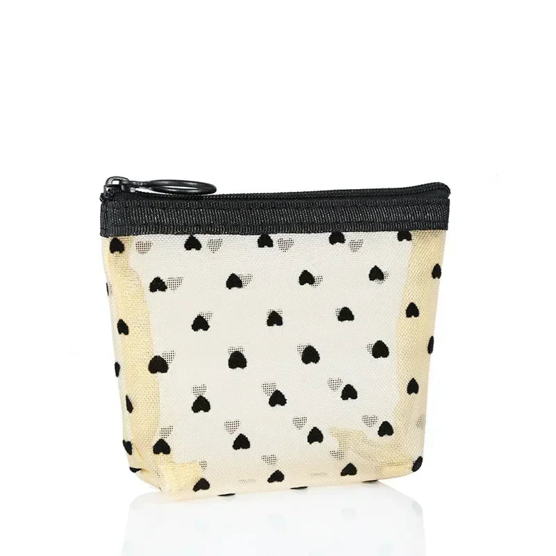 Women Black Mesh Coin Wallet Purse | Small Transparent Organizer Pouch