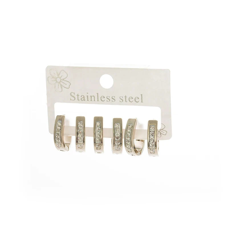 316L Stainless Steel Hollow Zircon Drop Earrings | Minimalist Fashion Jewelry