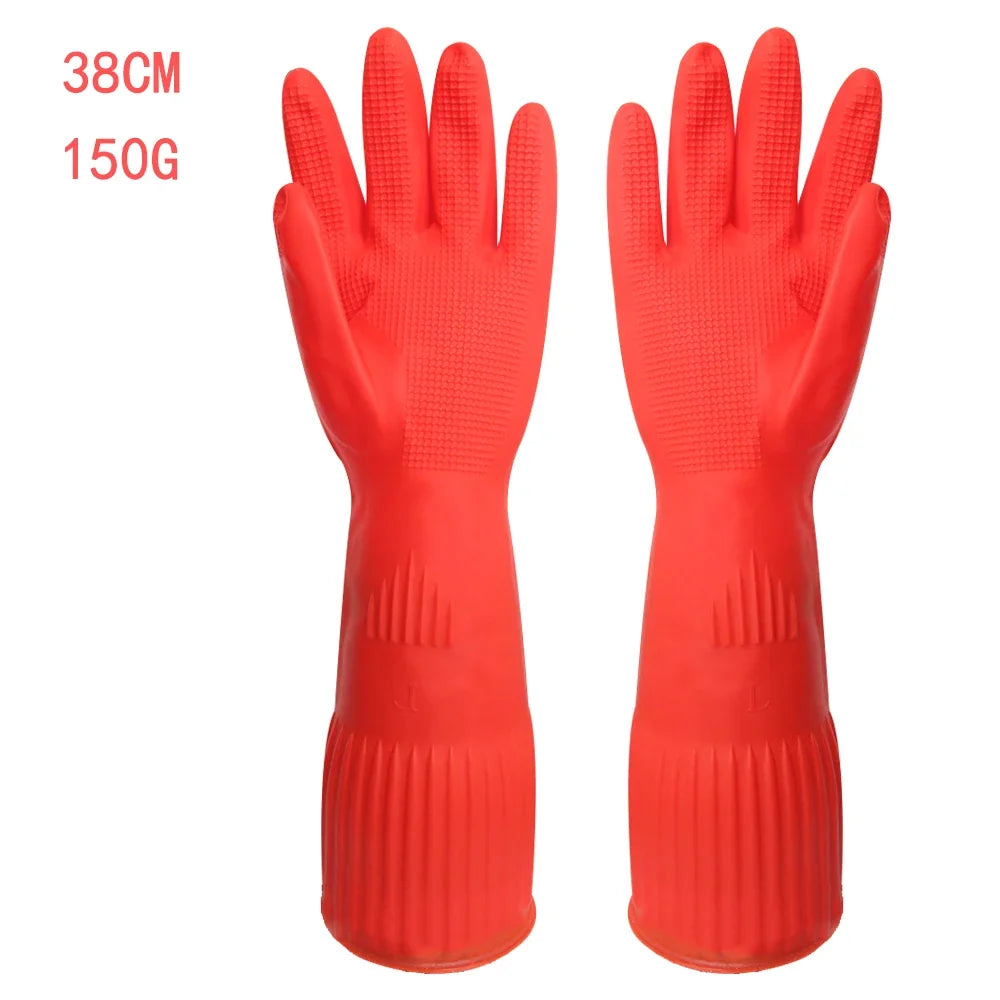 Lengthen Dishwashing Cleaning Silicone Gloves Rubber Dish Washing Glove Scrubber for Household Kitchen Clean Tool