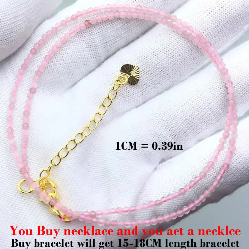 Fashion Faceted 2mm Beads Necklace | Mini Natural Stone Amethyst Quartz Agate Choker