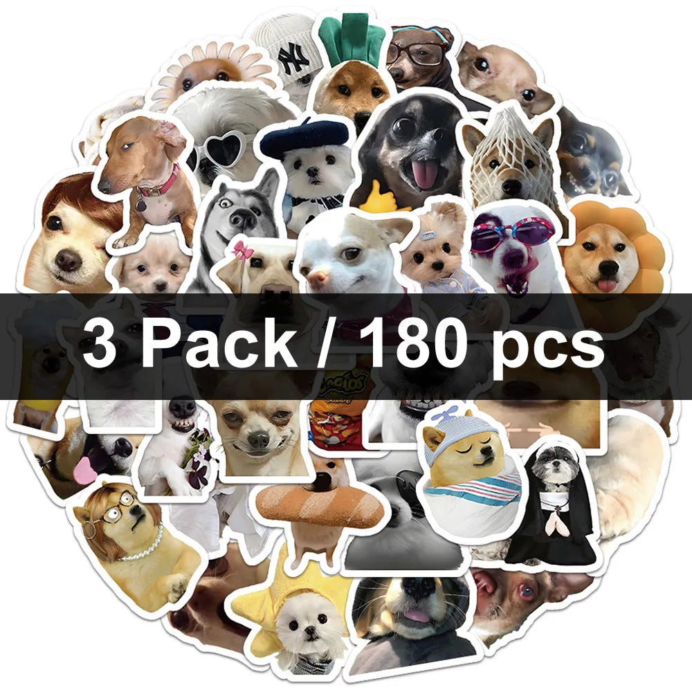 Funny Dogs Stickers | 30/60/180 Cute Decals for Laptop Guitar Bicycle and More