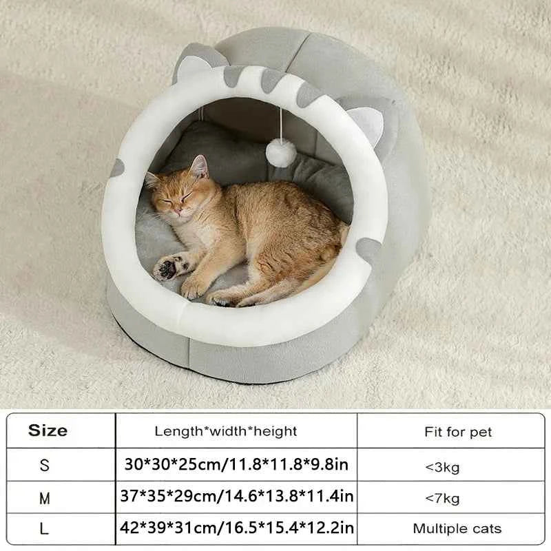 Cozy Cave Cat Bed: Warm Washable Hideaway