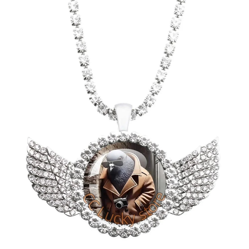 25mm Angel Wing Necklace | Italian Brainrot Pendant Funny Animal Jewelry Gift