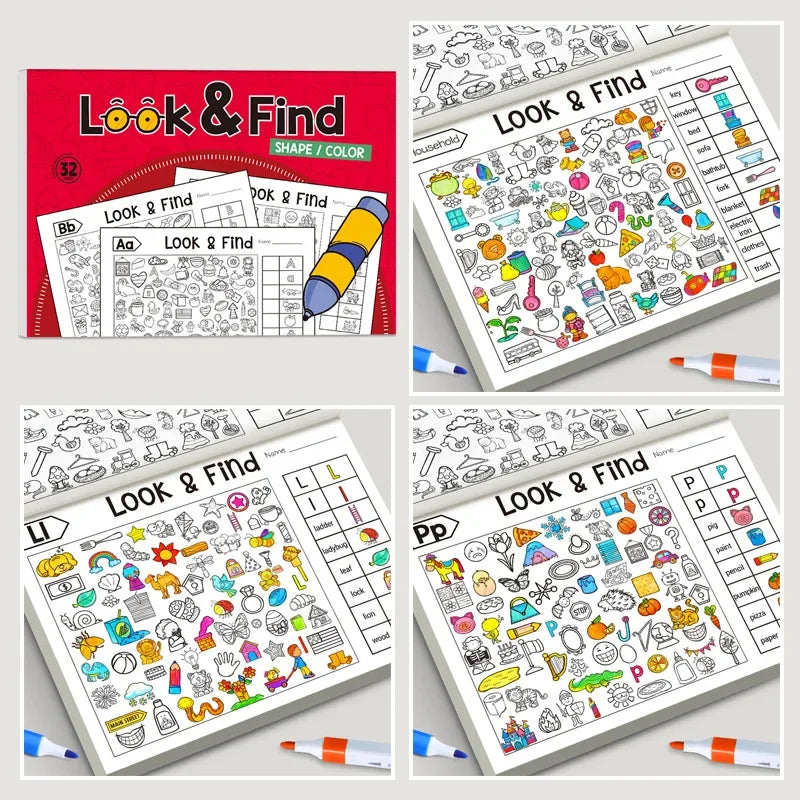 Look and Find Shape and Color Workbook | Kids Drawing and Activity Notebook