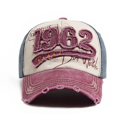 1962 Embroidery Vintage Washed Cotton Baseball Cap | Unisex Adjustable Snapback Hat