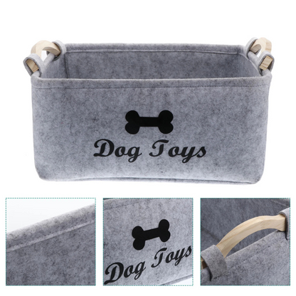Dog Toy Storage Basket – Felt Organizer Bin for Pets
