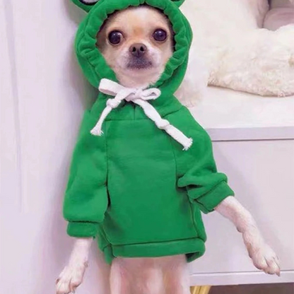 Cute Frog Pet Sweater – Green Hoodie for Small & Medium Dogs