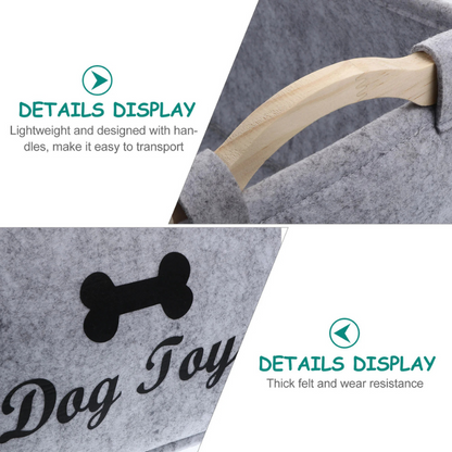 Dog Toy Storage Basket – Felt Organizer Bin for Pets