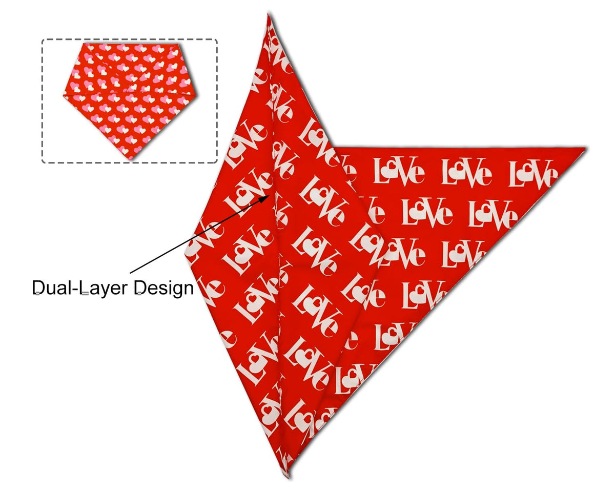 2PCS Christmas Dog Bandanas – Red and Green Plaid with Tassels