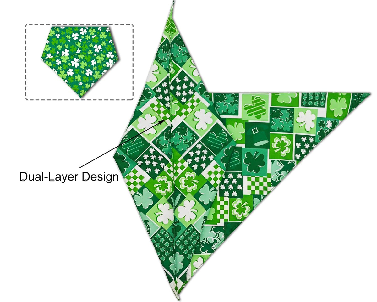2PCS Christmas Dog Bandanas – Red and Green Plaid with Tassels