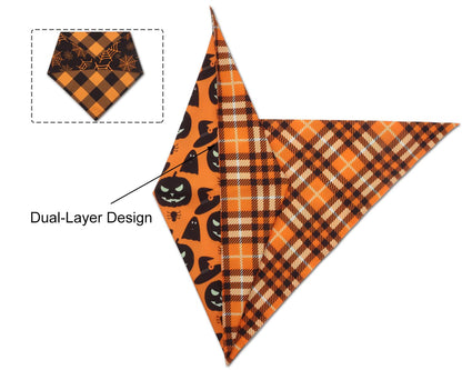 2PCS Christmas Dog Bandanas – Red and Green Plaid with Tassels
