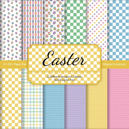 12pcs Easter Scrapbook Paper Set | Decorative Crafting Paper for DIY Arts, Journaling, and Card Making
