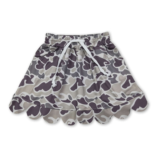 Camo pocket scallop hunting kids girls skirt