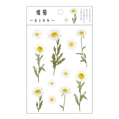 Yoofun Daisy Clover Babysbreath Fern Transparent PET Stickers | Floral Plant Sticker Set for Scrapbooking and DIY Crafts