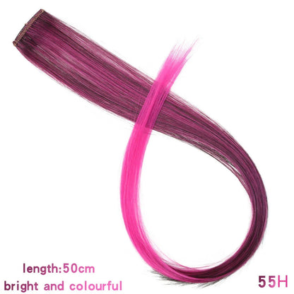 Clip In Rainbow Highlight Hair Extensions | Pink Synthetic Hair Strands