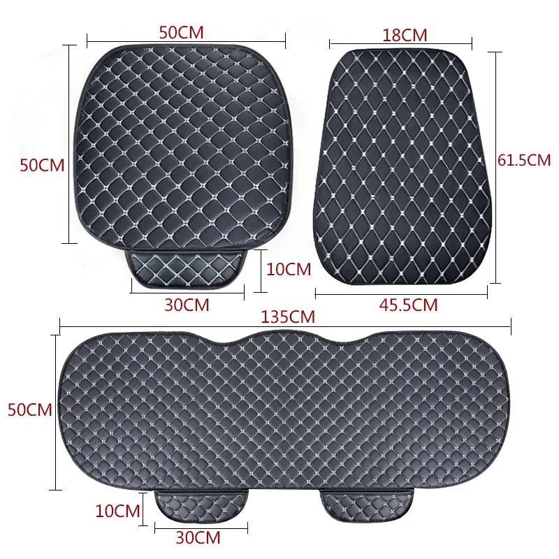 Leather Car Seat Covers Four Seasons Front/Rear Seat Protector Car Seat Cushion Pad Mat Auto Interior Accessories Universal