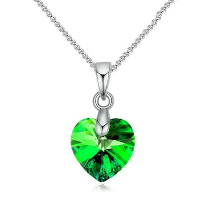 Crystal Heart Pendant Necklace | Silver Chain Jewelry for Women