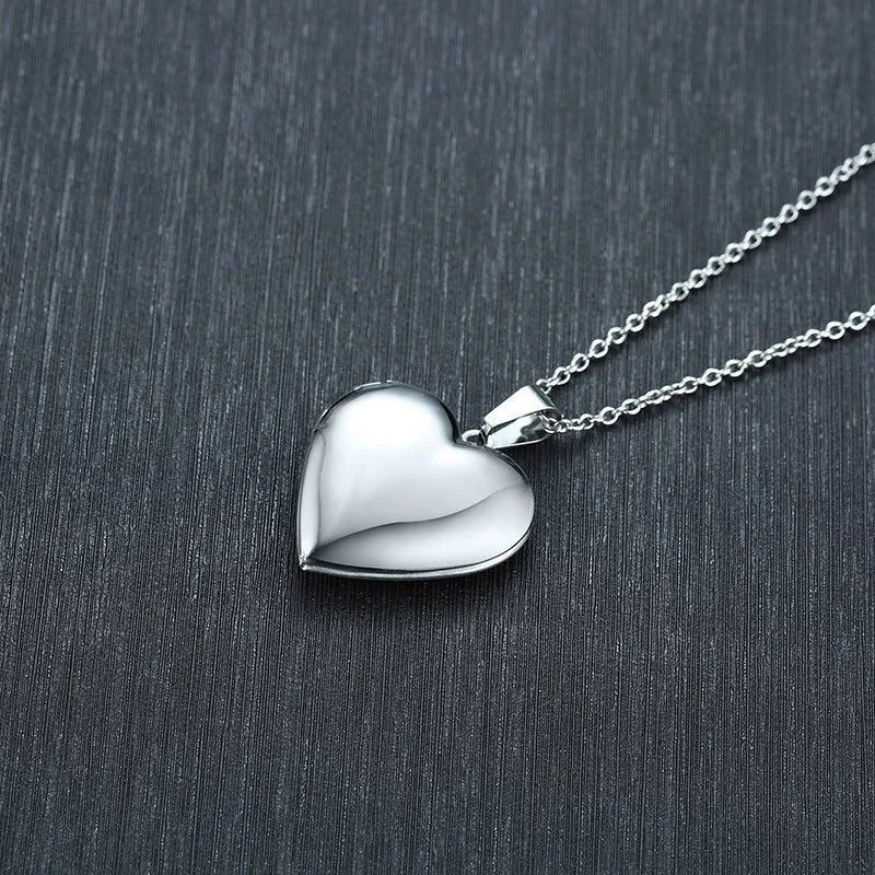 Monogram Floral Oval Heart Locket Pendant Necklace | Stainless Steel Photo Frame Keepsake