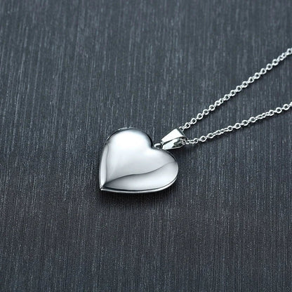 Monogram Floral Oval Heart Locket Pendant Necklace | Stainless Steel Photo Frame Keepsake