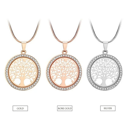 Crystal Zircon Tree of Life Pendant Necklace | Fashion Jewelry for Women