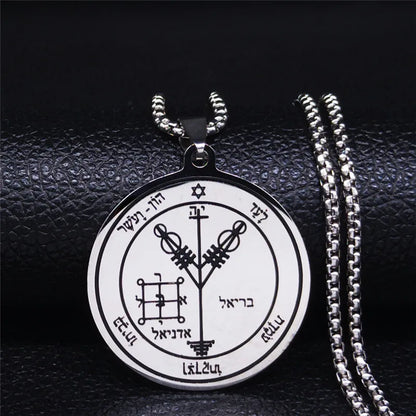 Fourth Pentacle of Jupiter Key of Solomon Stainless Steel Pendant Necklace | Archangel Symbol Jewelry