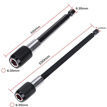 1/4 Inch Hex Shank Quick Release Screwdriver Bit Holder Extension Bar | 60mm 100mm 150mm