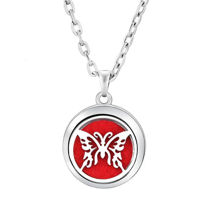 Heart-Shaped Aromatherapy Essential Oil Diffuser Necklace | Stainless Steel Dragonfly Perfume Locket