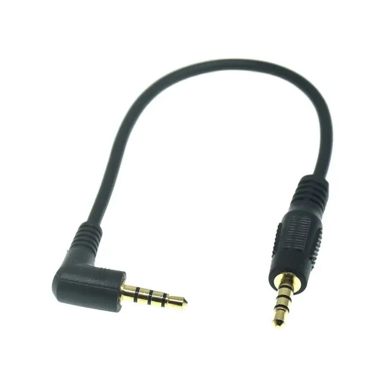 3.5mm Right Angle AUX Cable | 4 Pole Male to Male Audio Cord