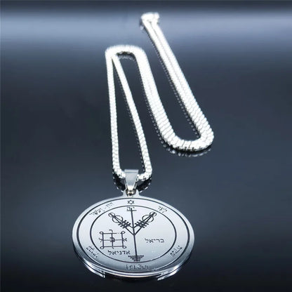Fourth Pentacle of Jupiter Key of Solomon Stainless Steel Pendant Necklace | Archangel Symbol Jewelry