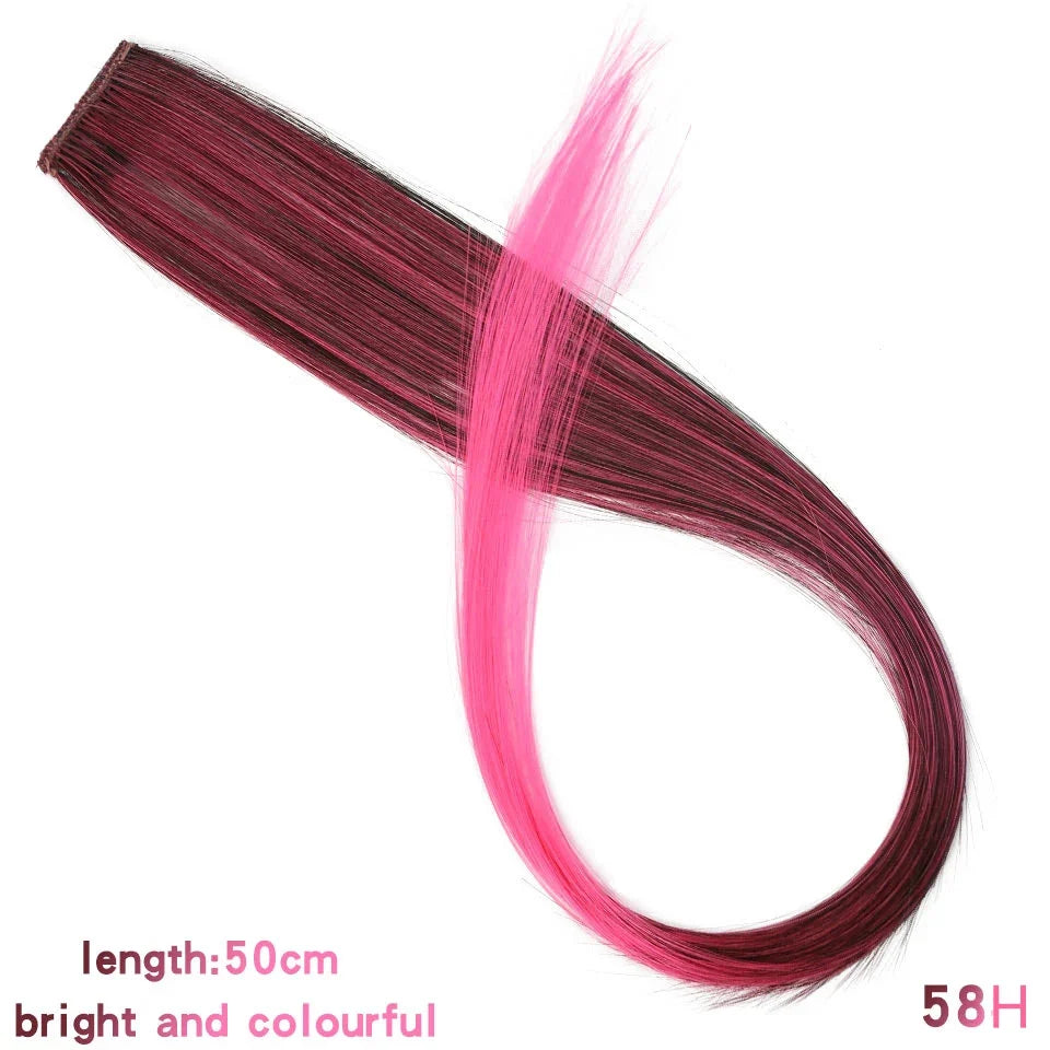 Clip In Rainbow Highlight Hair Extensions | Pink Synthetic Hair Strands