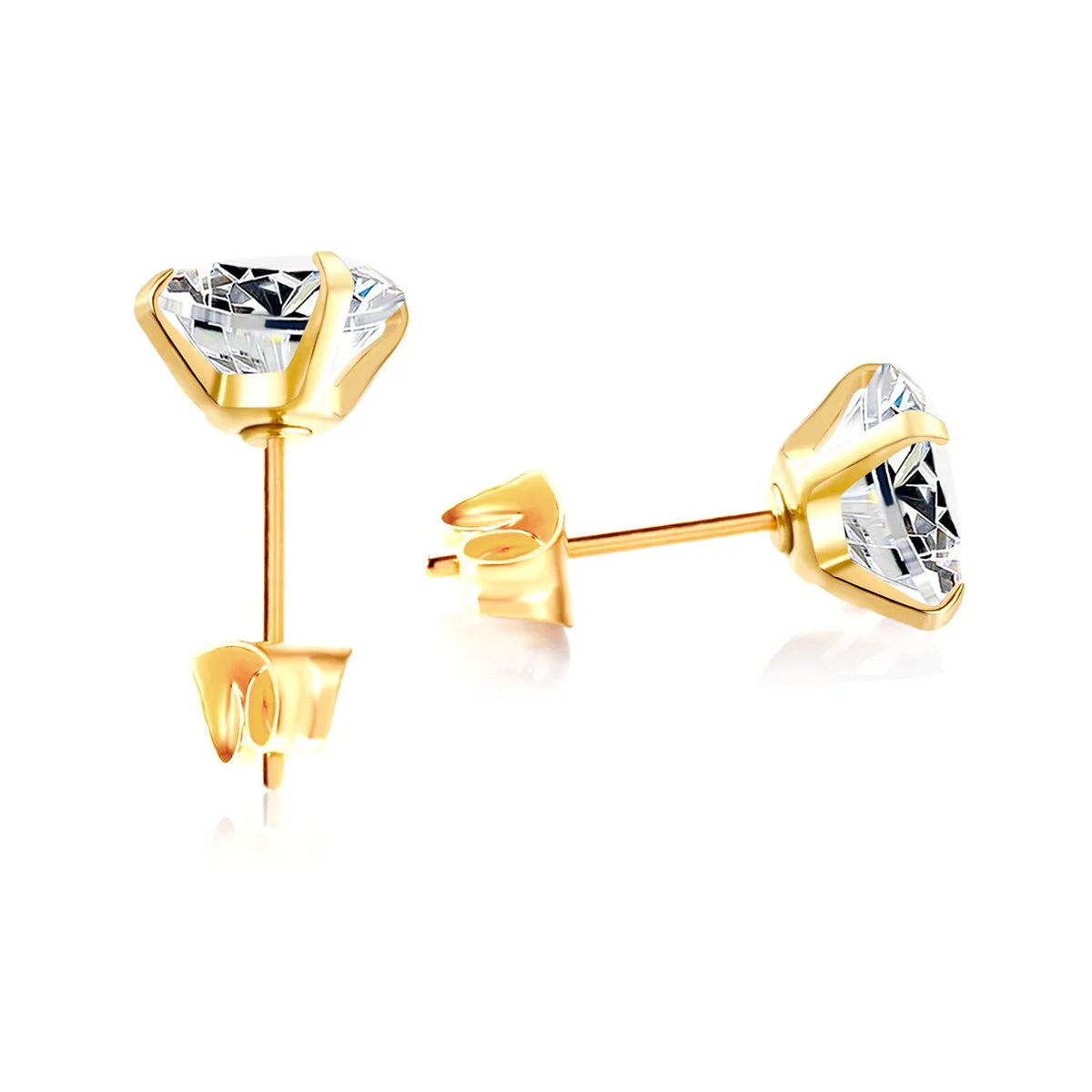 Crystal Round Stud Earrings for Men | Surgical Steel Screw Back Earrings