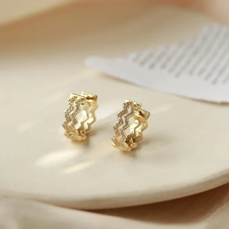 ANENJERY CZ Zircon Circle Hoop Earrings | Punk Trendy Fashion Jewelry