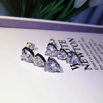 Huitan Heart Earrings for Women | Cubic Zirconia Drop Earrings
