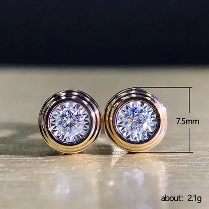 Huitan Classic Stud Earrings | Round White CZ Simple Design for Couples