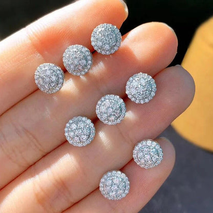 Dainty Round Cubic Zirconia Stud Earrings for Women | Classic White CZ Push-Back Earrings