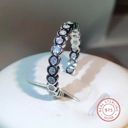 925 Sterling Silver Eternity Promise Ring | Women's Wedding Band with CZ Stones