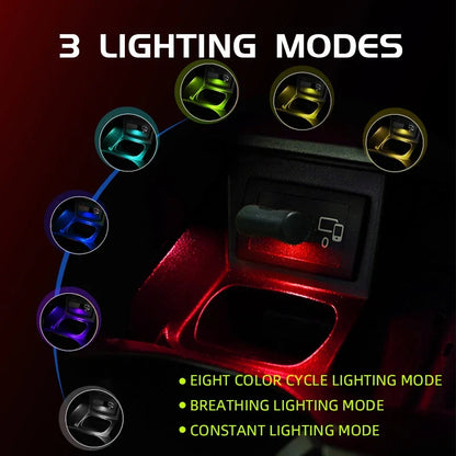 Mini USB LED Car Interior Atmosphere Light | RGB Decorative Lamp for Auto