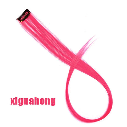 Clip In Rainbow Highlight Hair Extensions | Pink Synthetic Hair Strands