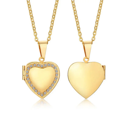 Monogram Floral Oval Heart Locket Pendant Necklace | Stainless Steel Photo Frame Keepsake