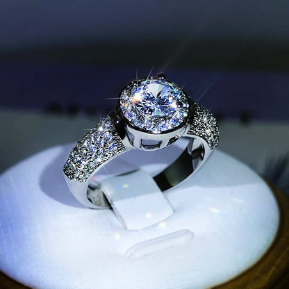 925 Silver Gypsophila Ring with Large Zircon | Classic Cubic Zirconia Wedding Ring
