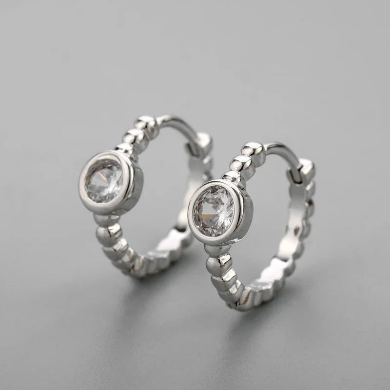 ANENJERY CZ Zircon Circle Hoop Earrings | Punk Trendy Fashion Jewelry