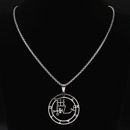 Dantalion Seal Stainless Steel Necklace | Silver Sigil Pendant Jewelry