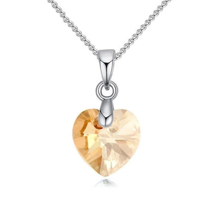 Crystal Heart Pendant Necklace | Silver Chain Jewelry for Women