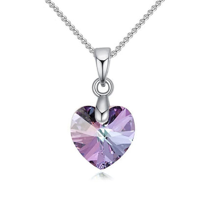 Crystal Heart Pendant Necklace | Silver Chain Jewelry for Women