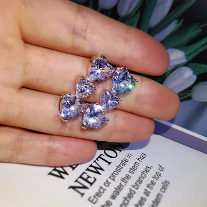 Huitan Heart Earrings for Women | Cubic Zirconia Drop Earrings