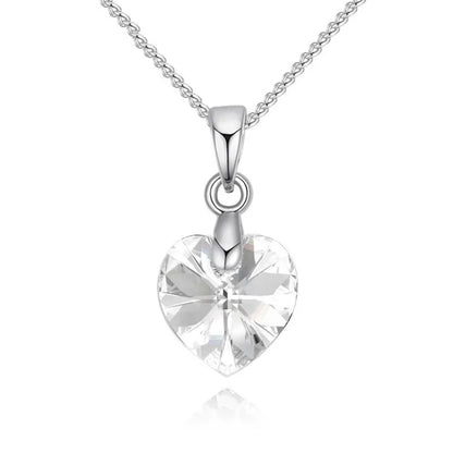 Crystal Heart Pendant Necklace | Silver Chain Jewelry for Women