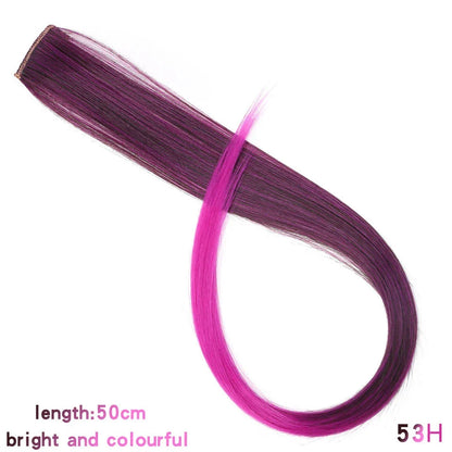 Clip In Rainbow Highlight Hair Extensions | Pink Synthetic Hair Strands