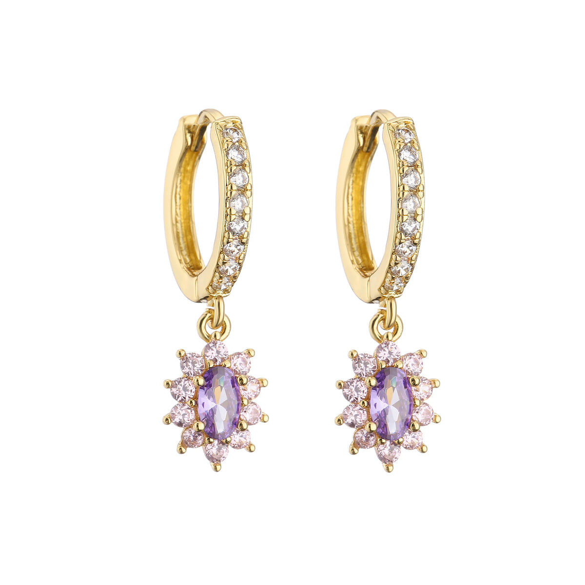 Cubic Zirconia Hoop Earrings | Classic Dazzling Stud Earrings for Women